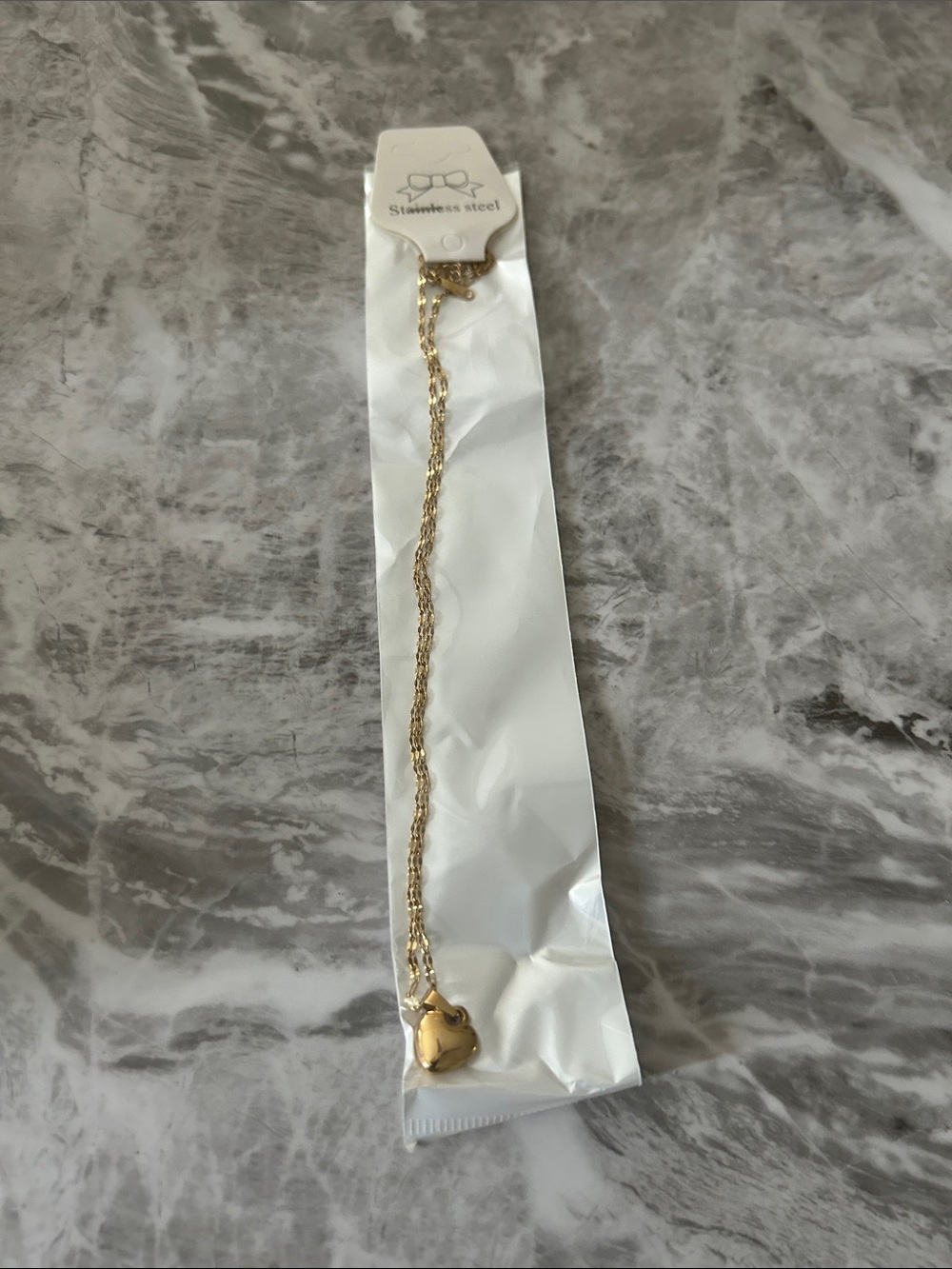 Gold Heart Pendant Necklace - Stainless Steel